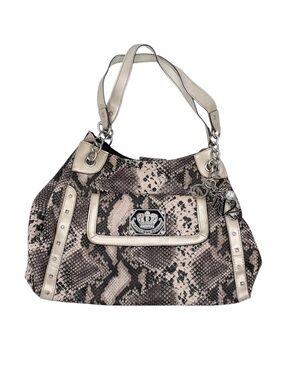Kathy Van Zeeland Purse Faux Snakeskin Rhinestone Studded Bag Charm Y2K Hobo
